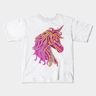 Mythical Unicorn - Magenta & Yellow Kids T-Shirt